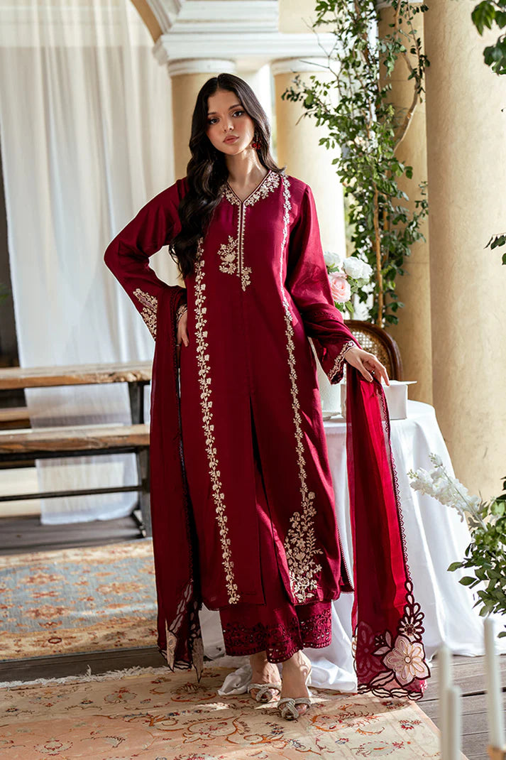 3PCS Dhanak Embroidered Shirt with Dhanak Embroidered Dupatta Winter Collection ULM-3431