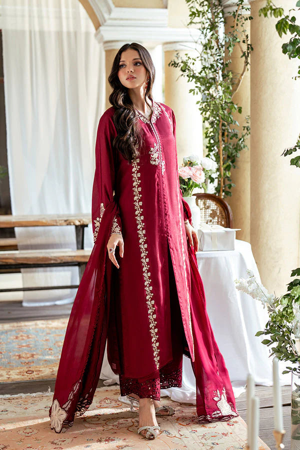 3PCS Dhanak Embroidered Shirt with Dhanak Embroidered Dupatta Winter Collection ULM-3431