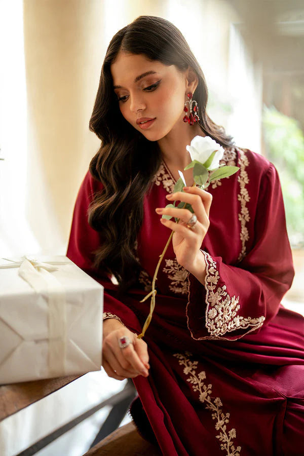 3PCS Dhanak Embroidered Shirt with Dhanak Embroidered Dupatta Winter Collection ULM-3431