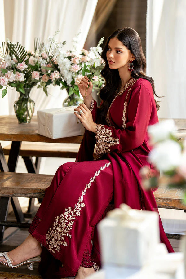 3PCS Dhanak Embroidered Shirt with Dhanak Embroidered Dupatta Winter Collection ULM-3431
