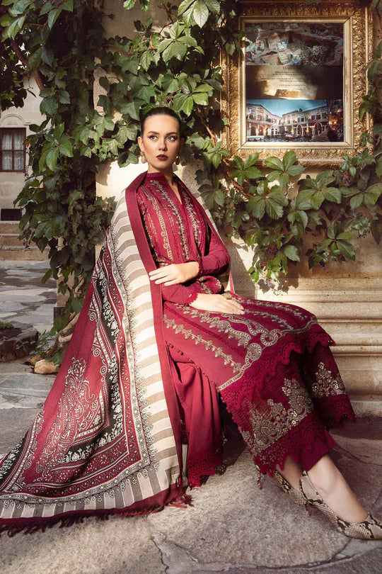 A+ 3PCS Dhanak- Embroidered Shirt with Digital Printed Wool Shawl Winter Collection ULM-3427
