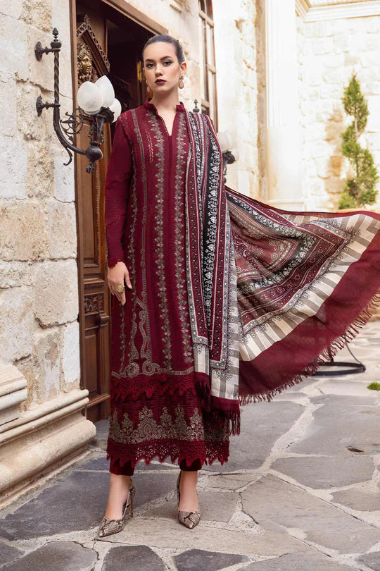 A+ 3PCS Dhanak- Embroidered Shirt with Digital Printed Wool Shawl Winter Collection ULM-3427