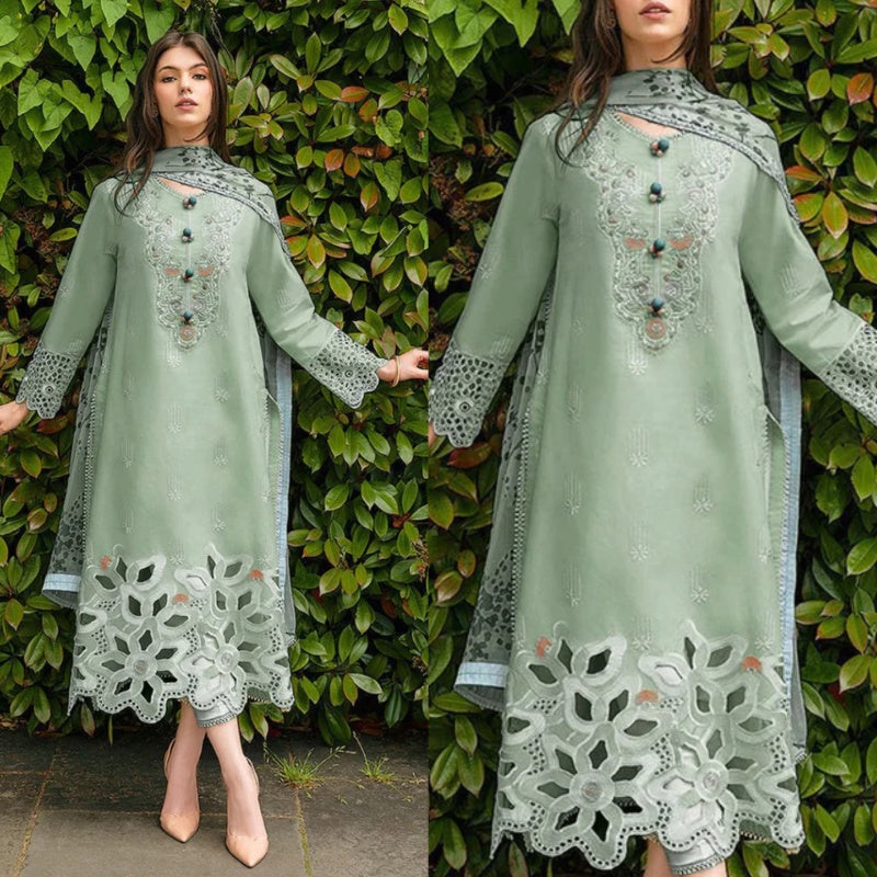 3PCS Dhanak Embroidered Shirt with Digital Printed Wool Shawl Winter Collection ULM- 323