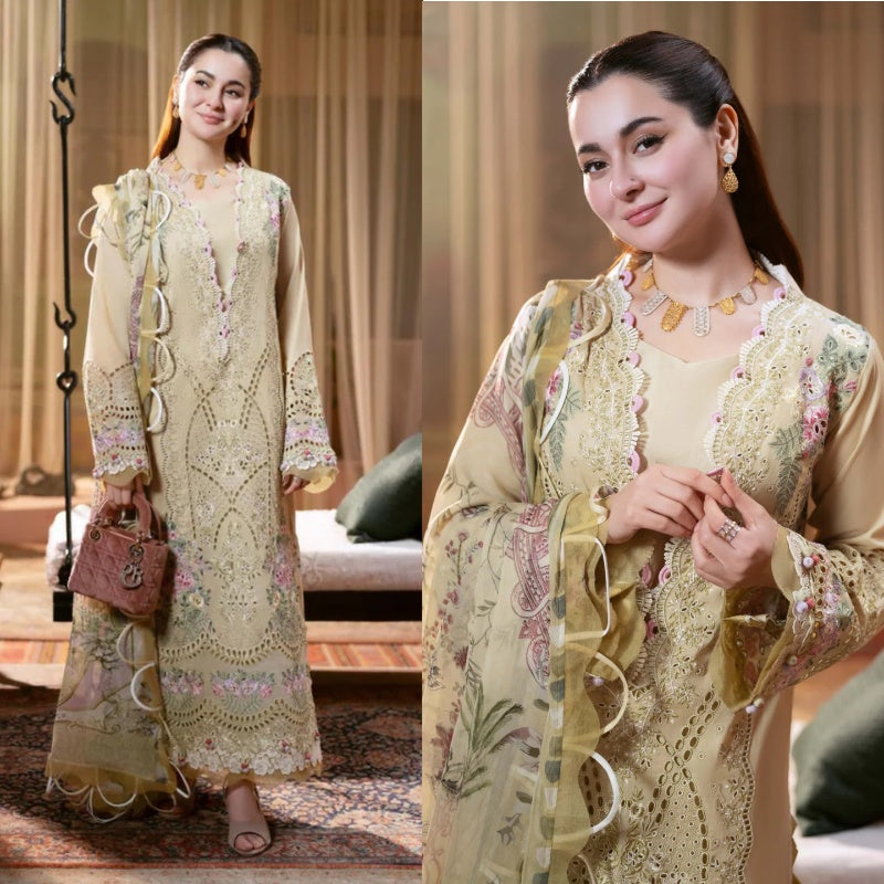 3PCS Dhanak Embroidered Shirt with Digital Printed Wool Shawl Winter Collection ULM-3333