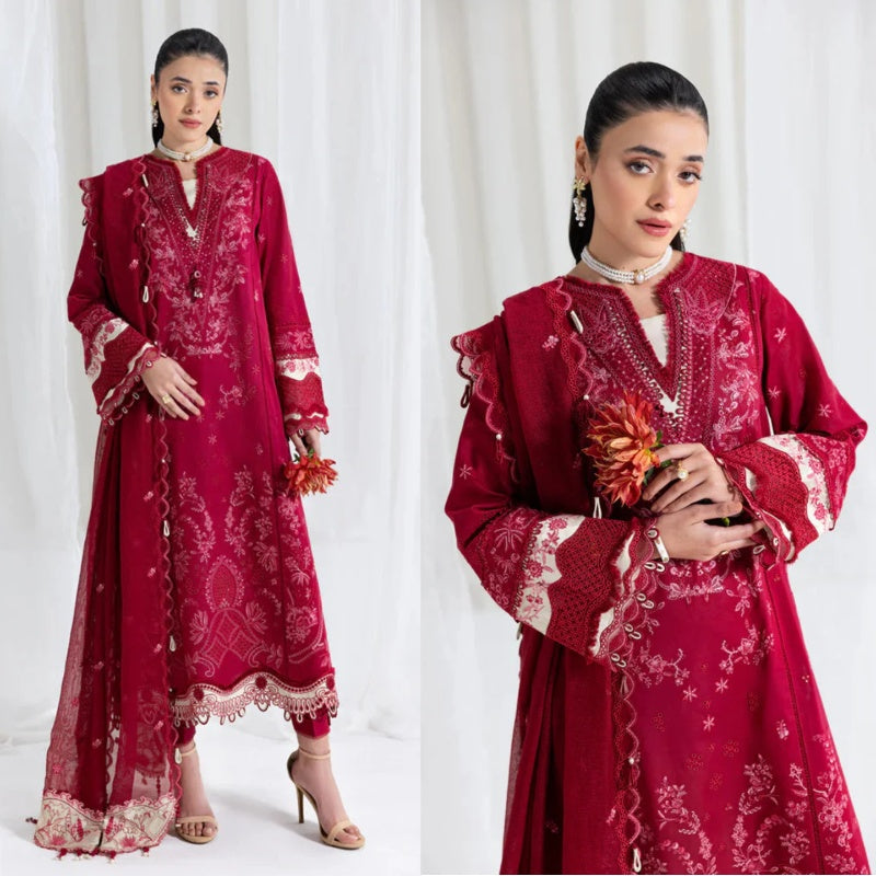 A+ 3PCS Dhanak Embroidered Shirt with Chiffon Embroidered Dupatta Winter Collection ULM-3366