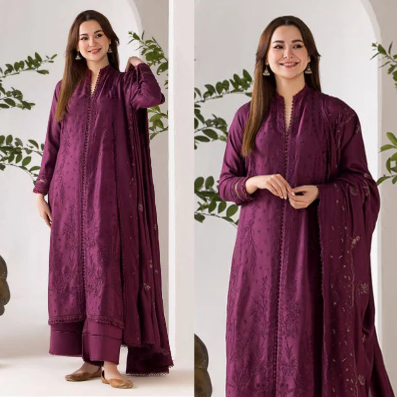 3PCS sobia nazir Embroidered Dhanak Winter Collection D-124