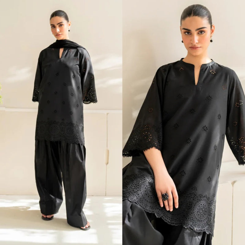 3PCS BAROQUE Dhanak Embroidered With Chiffon Dupatta Winter Collection ULM-152