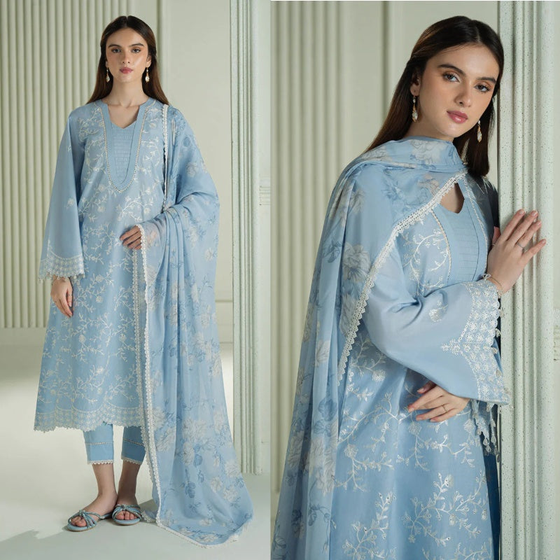 3PCS Dhanak-Embroidered Shirt with Digital Printed Wool Shawl Winter Collection ULM-3301