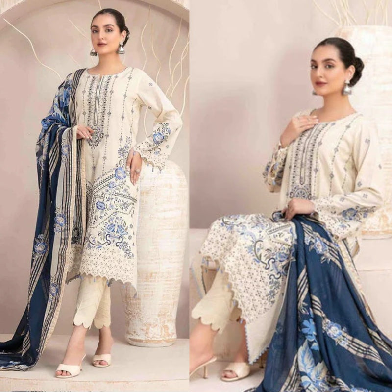 3PCS Dhanak- Embroidered Shirt with Digital Printed Wool Shawl Winter Collection ULM-438