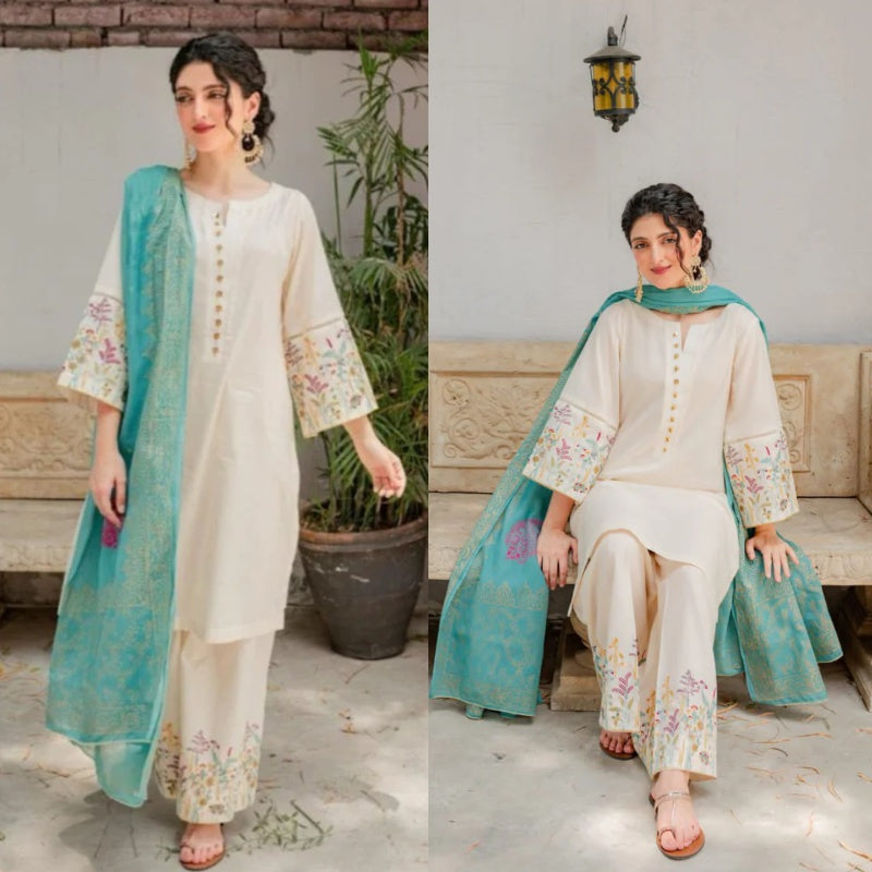 3PCS Embroidered Lawn Collection BULM-1029