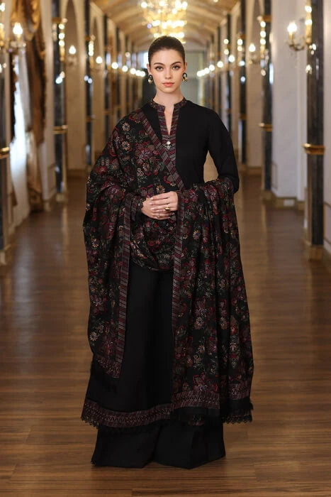 3PCS Dhanak- Embroidered Shirt with Dhanak Embroidered Shawl Winter Collection ULM-189