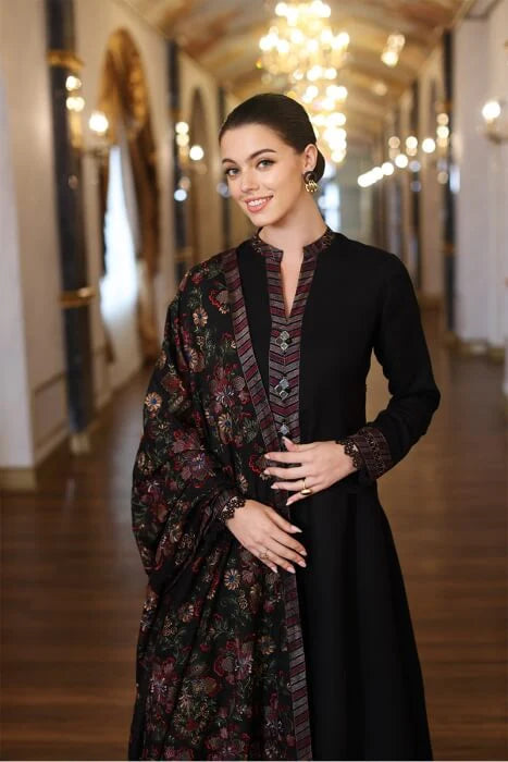 3PCS Dhanak- Embroidered Shirt with Dhanak Embroidered Shawl Winter Collection ULM-189