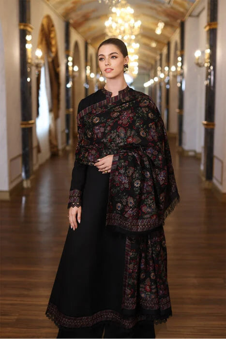 3PCS Dhanak- Embroidered Shirt with Dhanak Embroidered Shawl Winter Collection ULM-189