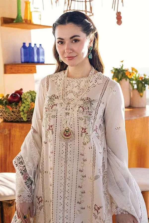 3PCS Qalamkaar Chikenkari Embroidered lawn Collection QL-1023