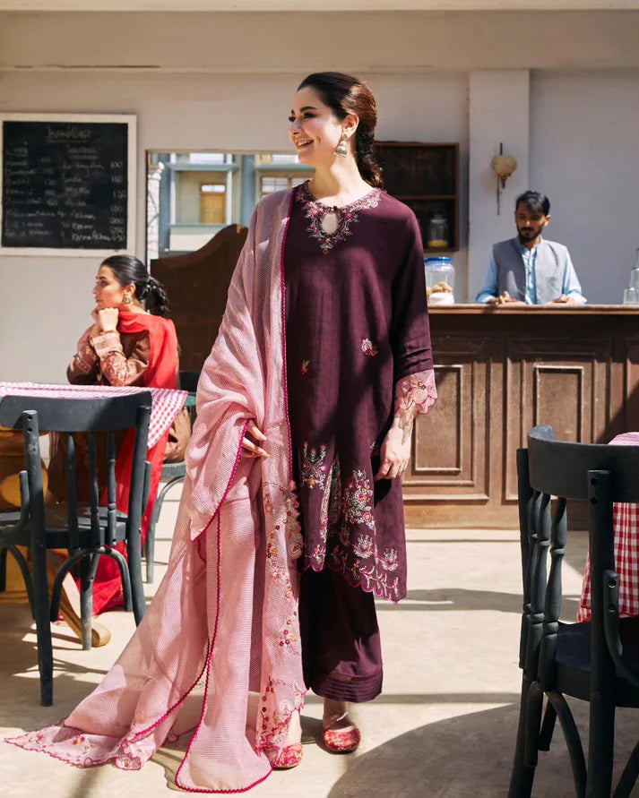 A+ 3PCS Dhanak-Embroidered Shirt with Organza Embroidered Dupatta Winter Collection ULM- 3420