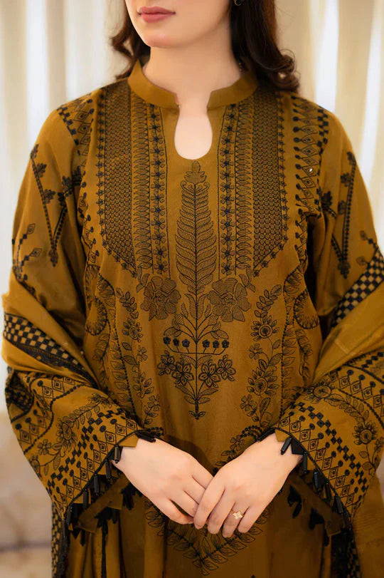 A+ 3PCS Dhanak-Embroidered Shirt with Dhanak Embroidered Dupatta Winter Collection BULM-3398