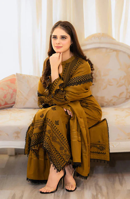 A+ 3PCS Dhanak-Embroidered Shirt with Dhanak Embroidered Dupatta Winter Collection BULM-3398