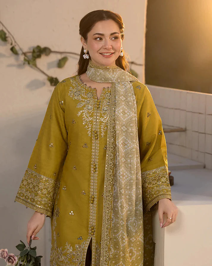 3PCS Dhanak- Embroidered Shirt with Digital Printed Wool Shawl Winter Collection ULM- 3289