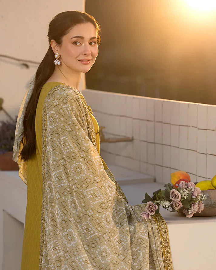 3PCS Dhanak- Embroidered Shirt with Digital Printed Wool Shawl Winter Collection ULM- 3289