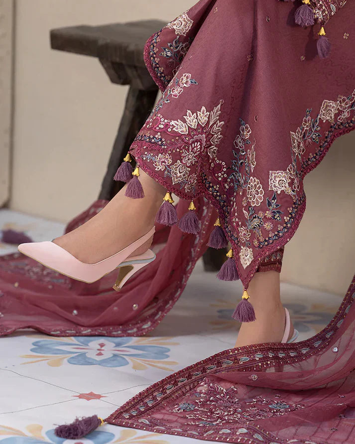 3PCS Lawn- Embroidered Shirt with Organza Embroidered Dupatta Lawn Collection ULM- 1321