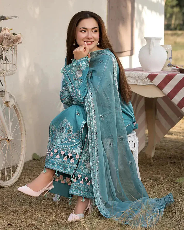 A+ 3PCS Dhanak- Embroidered Shirt with Chiffon Embroidered Dupatta Winter Collection ULM-3276