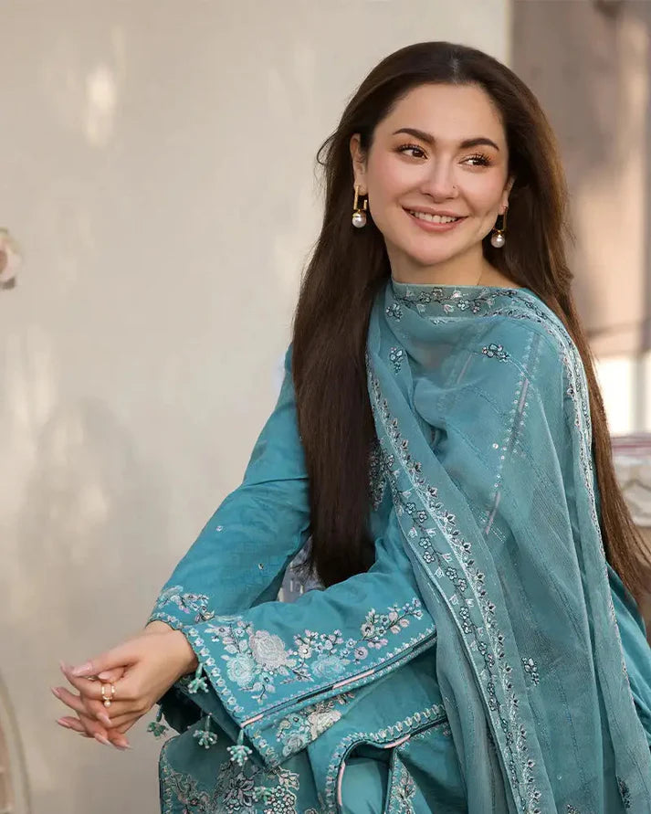 A+ 3PCS Dhanak- Embroidered Shirt with Chiffon Embroidered Dupatta Winter Collection ULM-3276