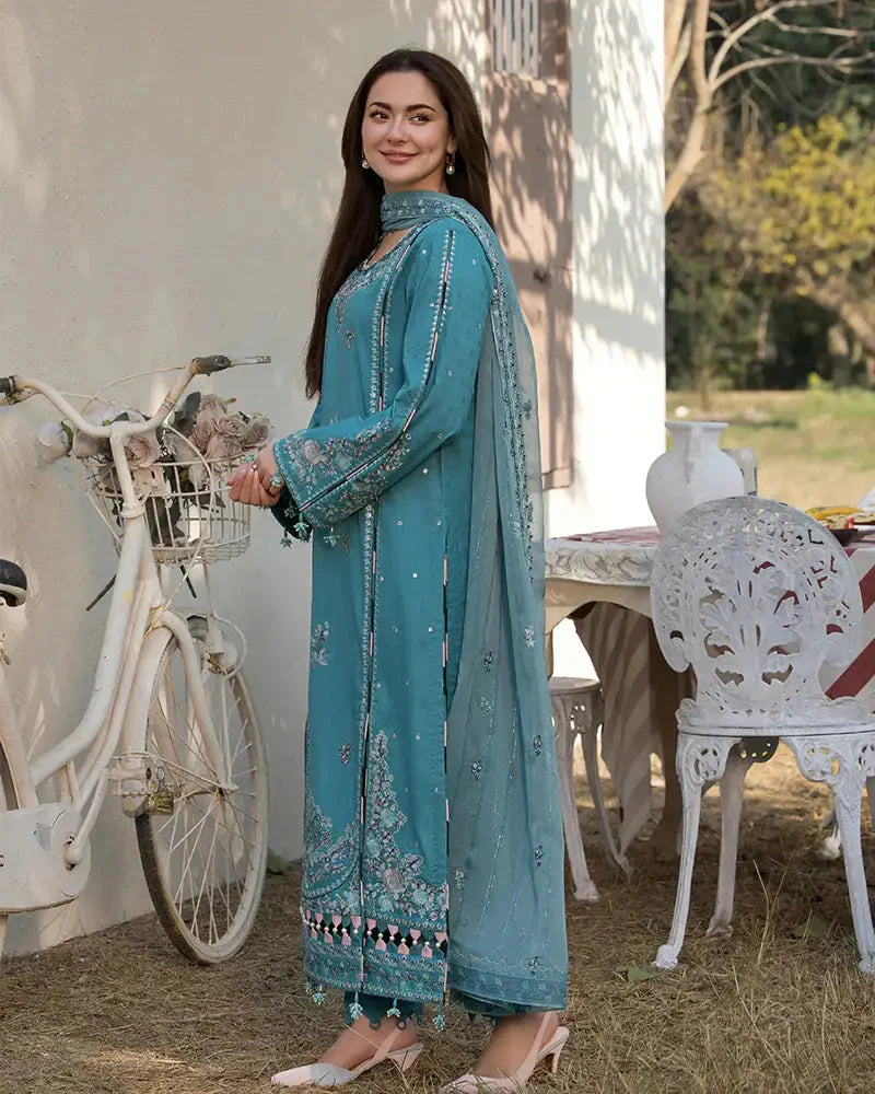 A+ 3PCS Dhanak- Embroidered Shirt with Chiffon Embroidered Dupatta Winter Collection ULM-3276