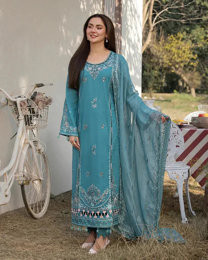 A+ 3PCS Dhanak- Embroidered Shirt with Chiffon Embroidered Dupatta Winter Collection ULM-3276