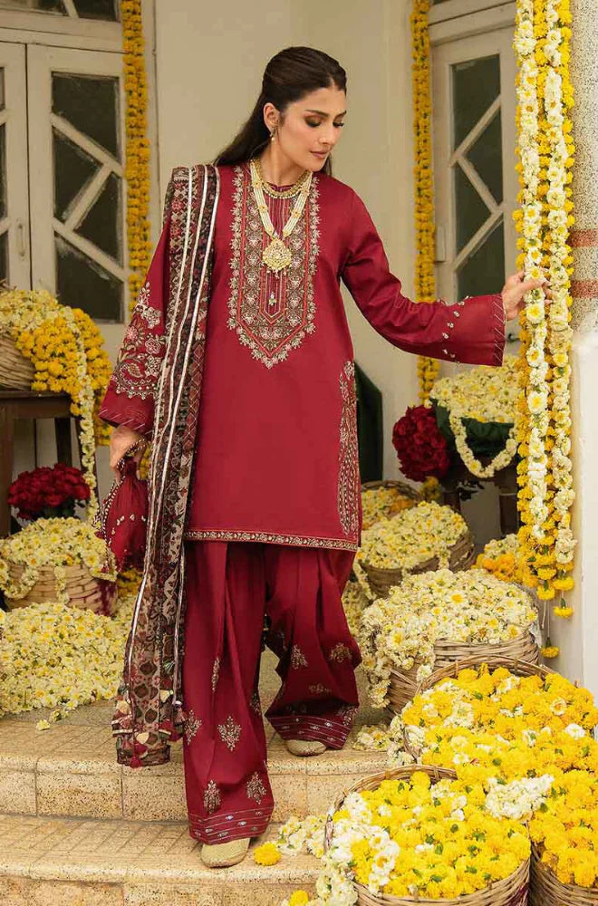 3PCS Sapphire Embroidered Dhanak Winter Collection D-68