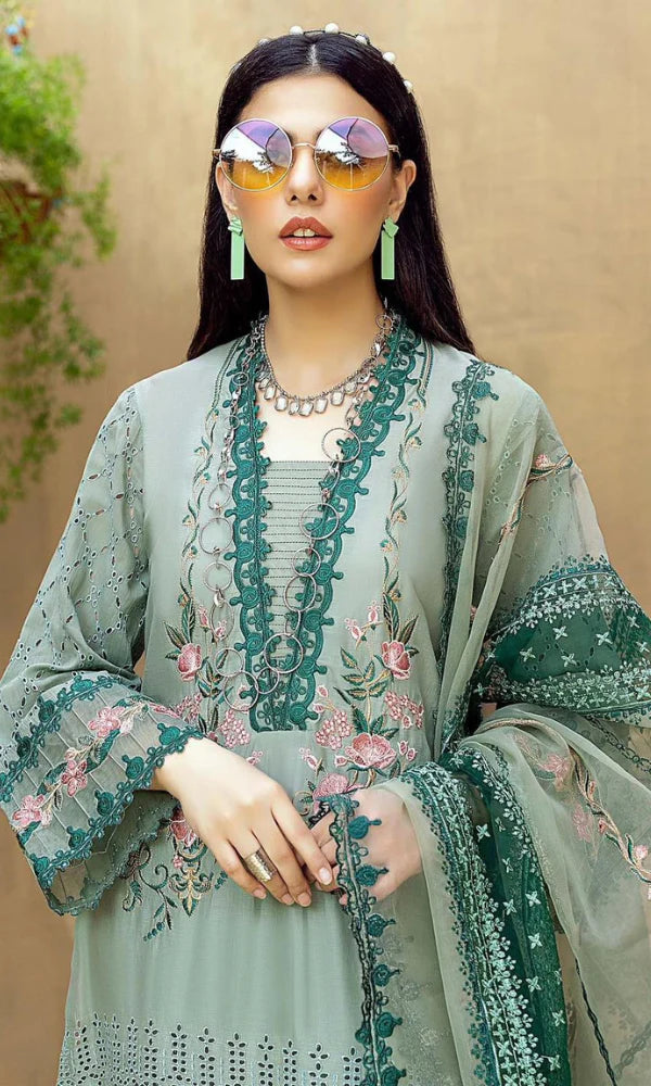 3PCS Dhanak-Embroidered Shirt with Organza Embroidered Dupatta Winter Collection ULM- 3292
