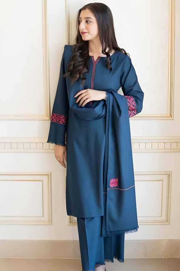 3PCS Aisling Dhanak Embroidered With Dhanak Embroidered Dupatta Winter Collection ULM-615