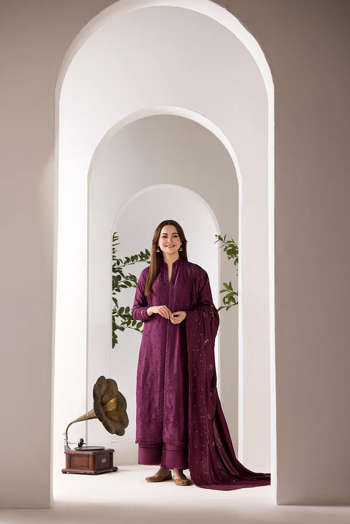 3PCS sobia nazir Embroidered Dhanak Winter Collection D-124