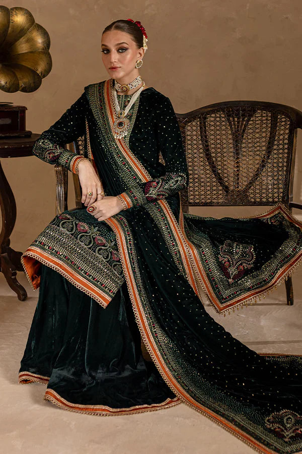 3PCS Embroidered Velvet Dress Velvet Winter Collection 974