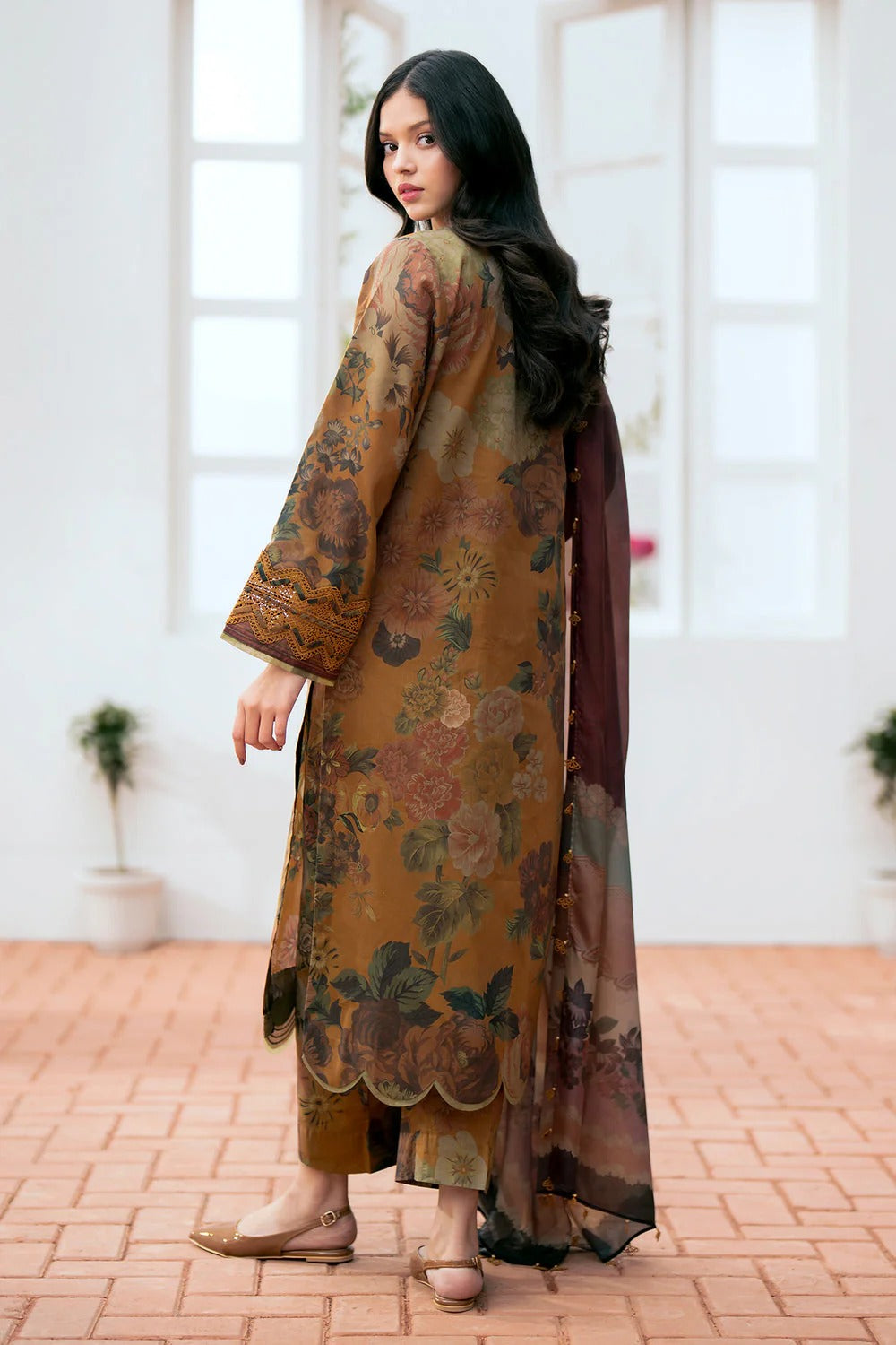 3PCS BAROQUE Lawn Printed Shirt With Voile Printed Dupatta Lawn Collection -1507