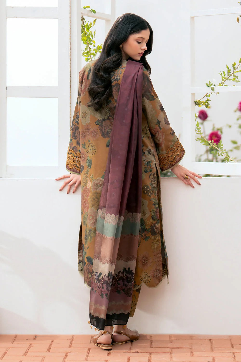 3PCS BAROQUE Lawn Printed Shirt With Voile Printed Dupatta Lawn Collection -1507