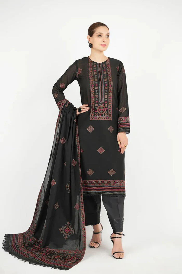 A+ 3PCS Dhanak- Embroidered Shirt with Dhanak Embroidered Dupatta Winter Collection ULM-3383