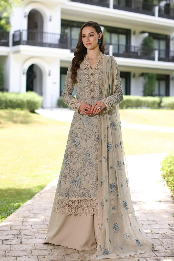 3PCS Dhanak- Embroidered Shirt with Chiffon Embroidered Dupatta Winter Collection ULM-238