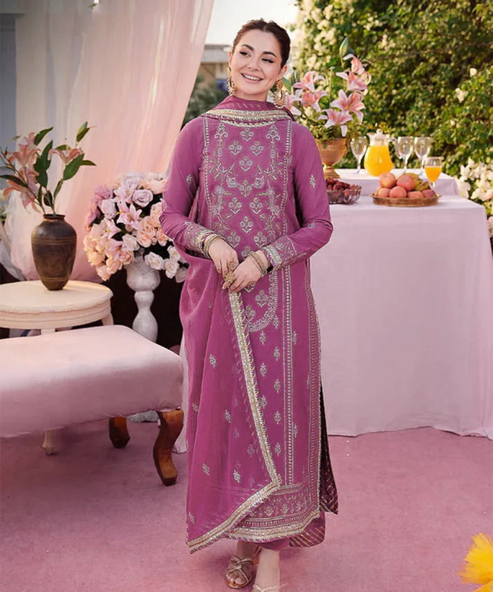 3PCS Dhanak-Embroidered Shirt with Chiffon Embroidered Dupatta Winter Collection ULM- 3393