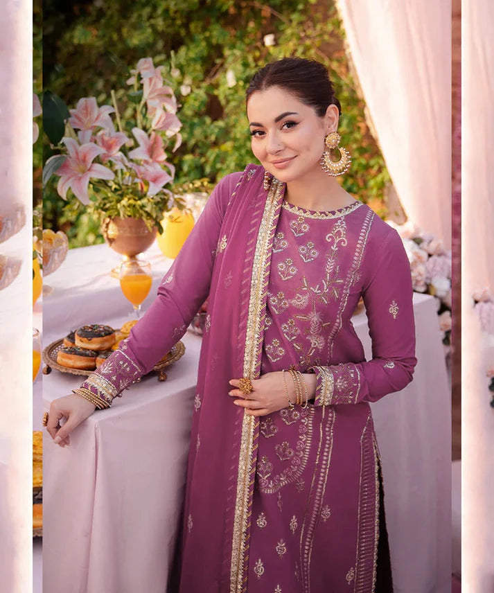 3PCS Dhanak-Embroidered Shirt with Chiffon Embroidered Dupatta Winter Collection ULM- 3393