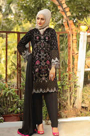 3PCS Embroidered Velvet Winter Collection 7006