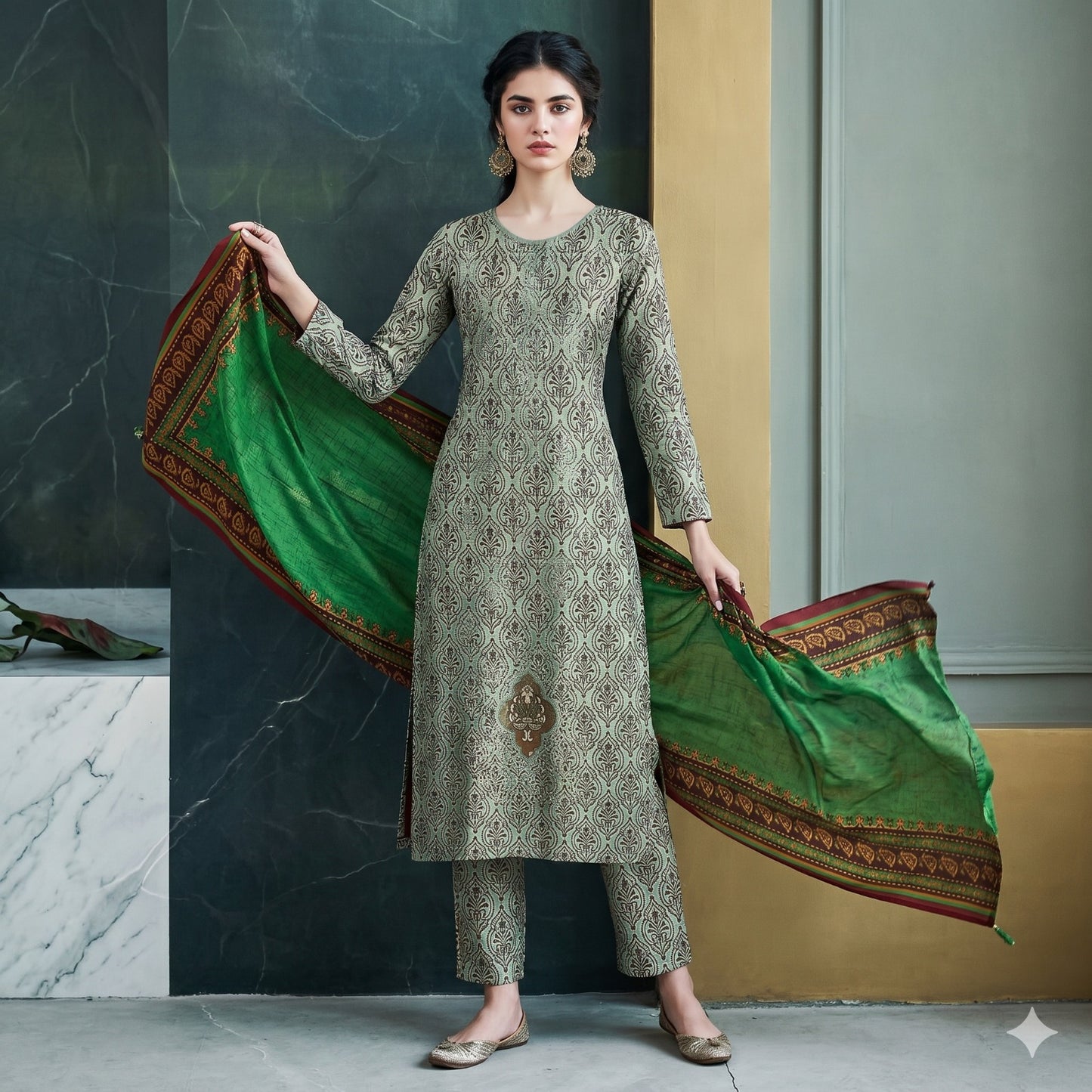 3PC Digital Printed Lawn Collection With Embroided Neck Line And Daman SC-1049