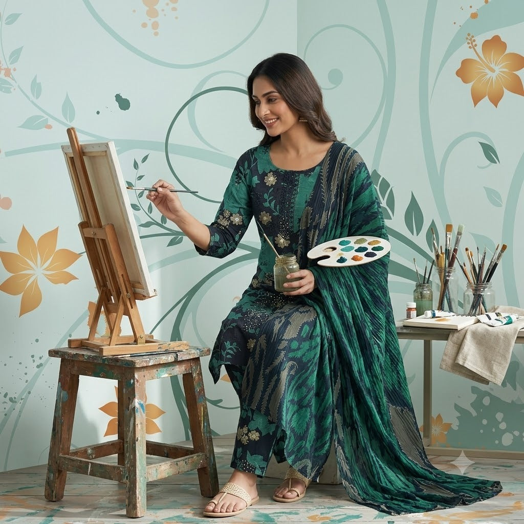 3PC Digital Printed Lawn Collection With Embroided Neck Line And Daman NSC-1069