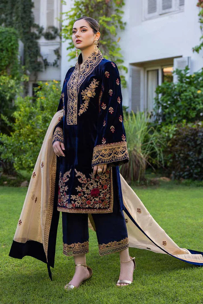 3PCS Velvet- Embroidered with Masoori Embroidered Dupatta Winter Collection ULM-954