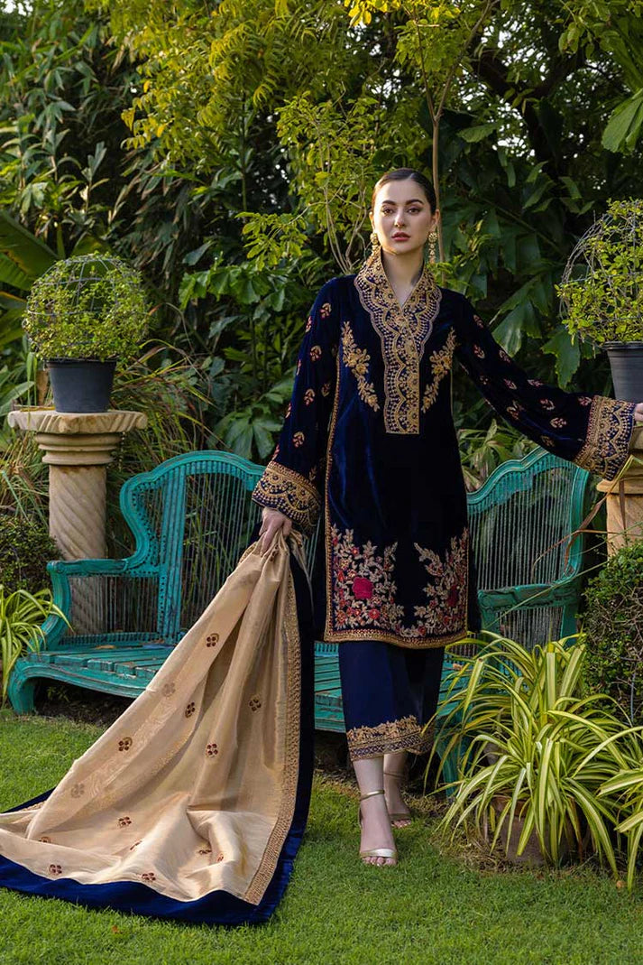 3PCS Velvet- Embroidered with Masoori Embroidered Dupatta Winter Collection ULM-954