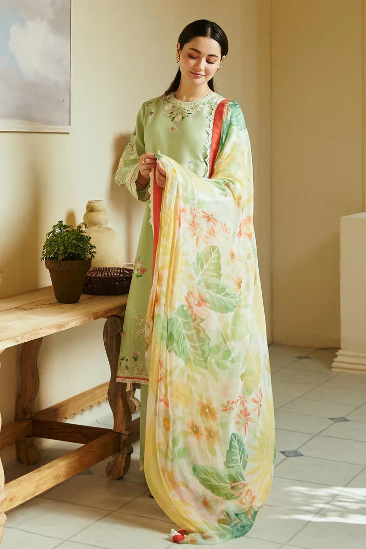 3PCS Dhanak-Embroidered Shirt with Digital Printed Wool Shawl Winter Collection ULM- 3238