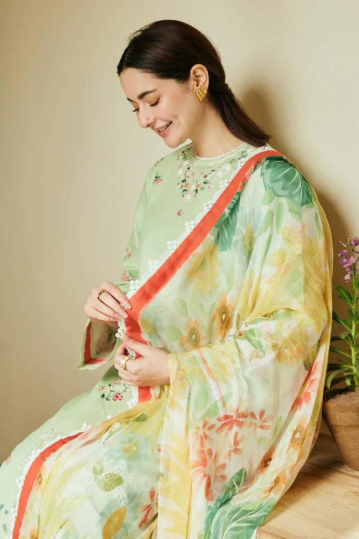 3PCS Dhanak-Embroidered Shirt with Digital Printed Wool Shawl Winter Collection ULM- 3238