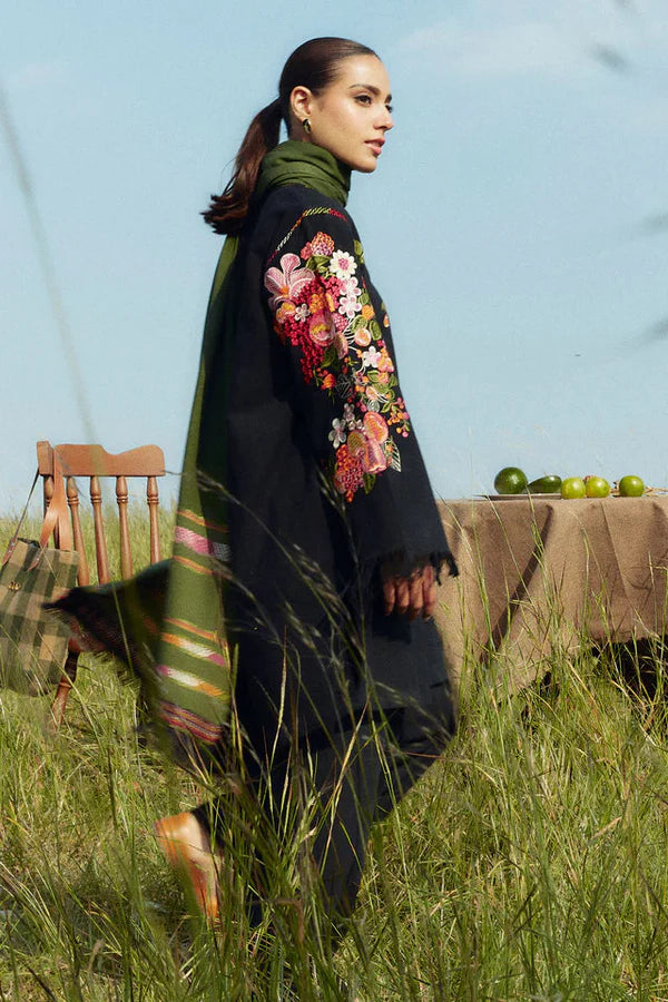 A+ 3PCS ZARA SHAHJAHAN Dhanak Embroidered Shirt With Digital Printed Shawl Winter Collection ULM-294