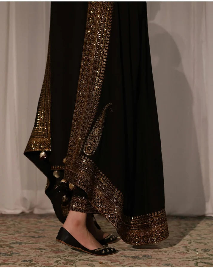 3PCS Dhanak Embroidered Shirt with Organza Sequins Embroidered Dupatta Winter Collection ULM- 3373