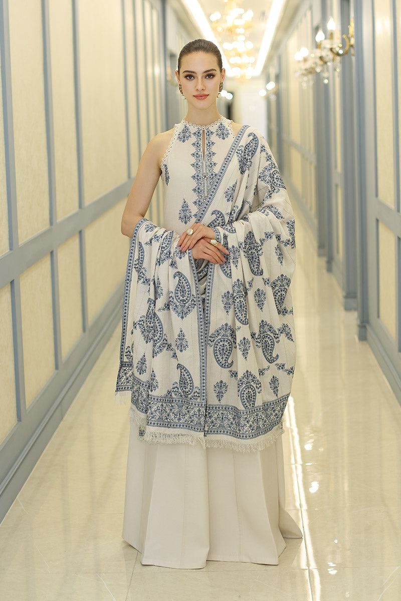 3PCS Bareeze Dhanak Embroidered With Dhanak Shawl Embroidered Winter Collection ULM-101