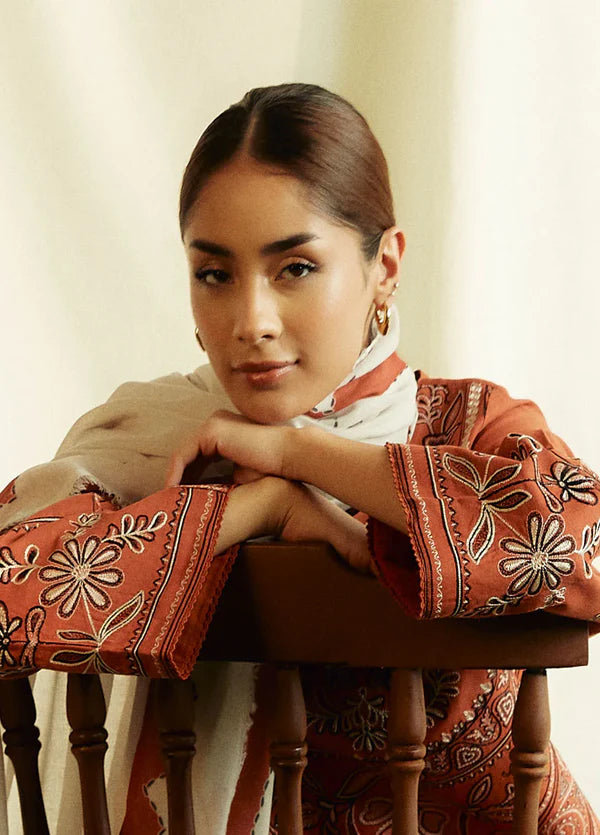 A+ 3PCS ZARA SHAHJAHAN Dhanak Embroidered Shirt With Digital Printed Shawl Winter Collection ULM-280